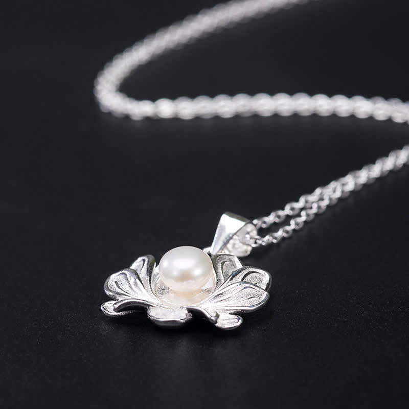 Collana con ciondolo a forma di fiore di loto in argento sterling 925 con Buddha Stones e perle - image 7