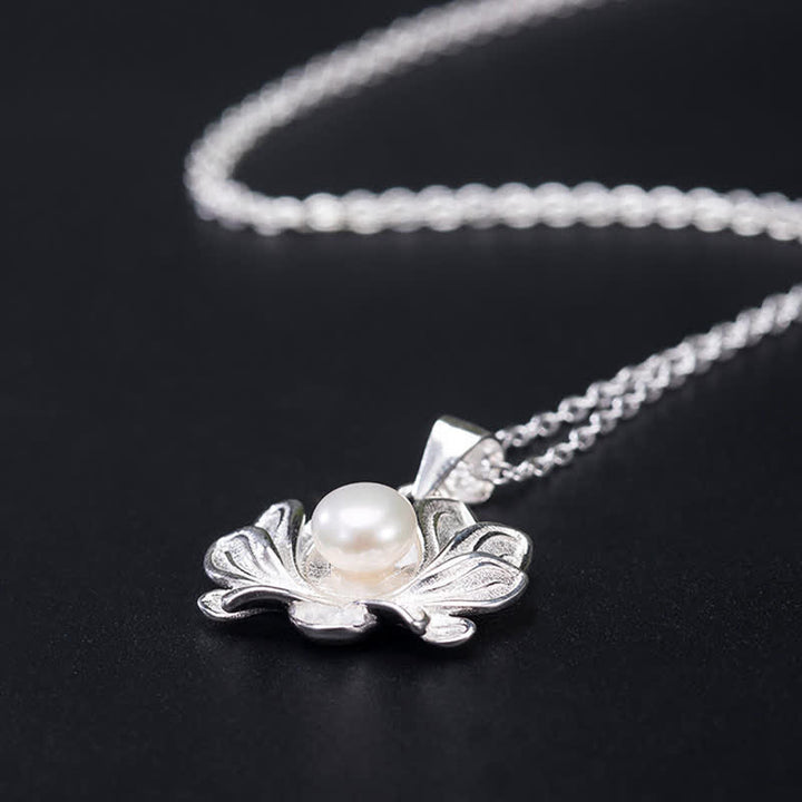 Collana con ciondolo a forma di fiore di loto in argento sterling 925 con Buddha Stones e perle - image 7