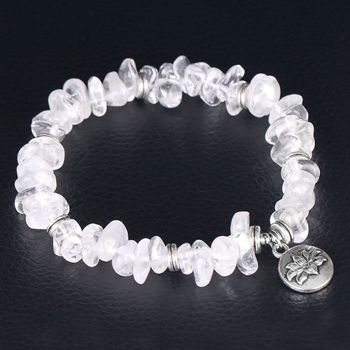 Braccialetto di guarigione di loto in cristallo bianco naturale Buddha Stones