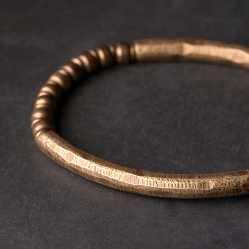 Bracciale rigido con polsino in pietra lavica e rame Balance