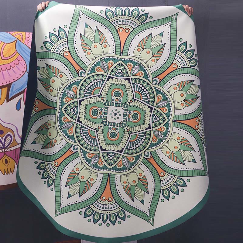 Buddha Stones Tibetano Lotus Mandala Illuminazione Pieghevole Tappetino da Yoga in Gomma Naturale Decorazione