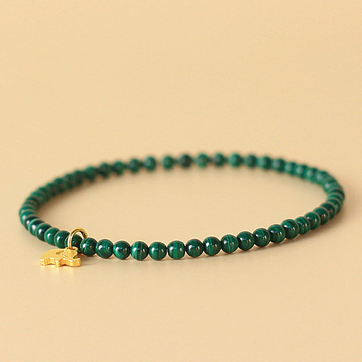 Braccialetto con ciondolo anti-ansia in malachite naturale con elefante Buddha Stones