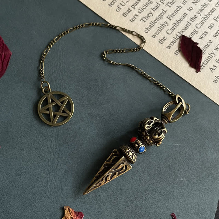 Buddha Stones Pentagramma Occhio di Dio Piuma Hamsa Rame Collana di Guarigione Ciondolo Pendolo