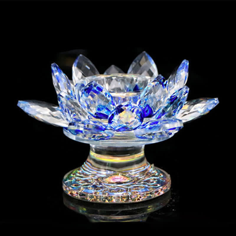 Portacandele in cristallo a forma di fiore di loto, decorazione per la casa e l'ufficio