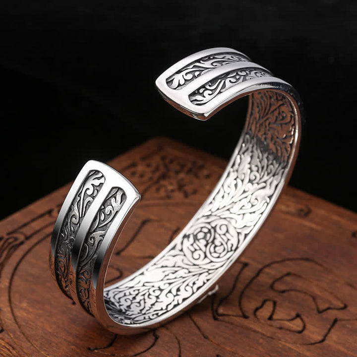 Buddha Stones 925 Sterling Silver Vajra Dorje Braccialetto con Potere Spirituale Inciso - image 2