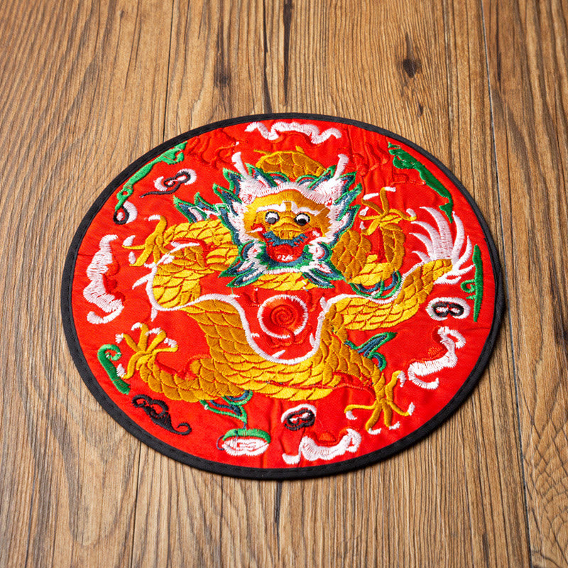 Buddha Stones Dragon Ricamo Sottobicchiere Tazza Sottobicchiere Tazza da Tè Kung Fu Tappetino da Tè