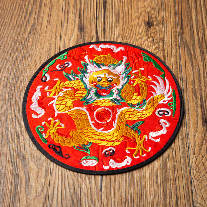 Buddha Stones Dragon Ricamo Sottobicchiere Tazza Sottobicchiere Tazza da Tè Kung Fu Tappetino da Tè