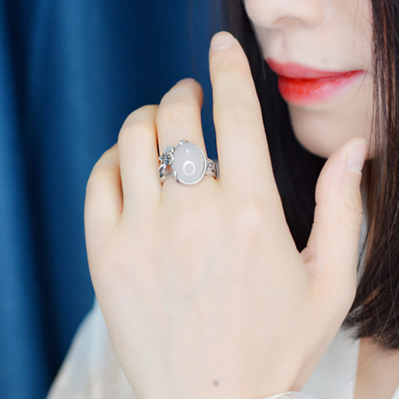 Anello in argento sterling 990 con calcedonio naturale e prugna, armonia positiva - image 6