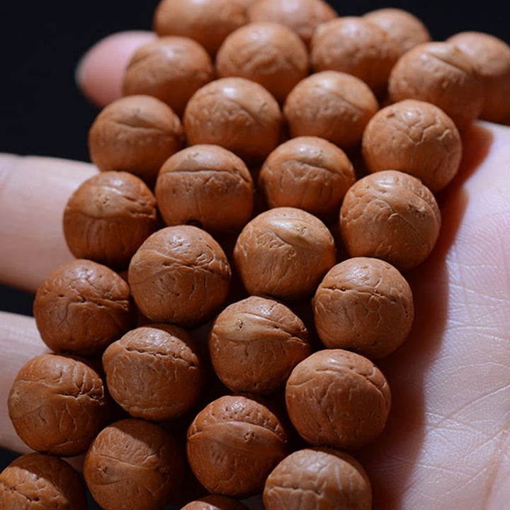 Buddha Stones 108 Mala Beads Nepal Bodhi Seed Fortuna Ricchezza Braccialetto con Nappa - image 3