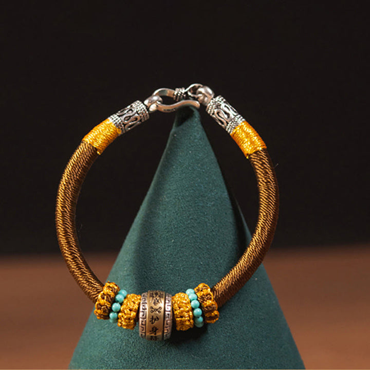 Bracciale intrecciato con amuleto Buddha Stones fatto a mano con nodo di King Kong, protezione dalla fortuna