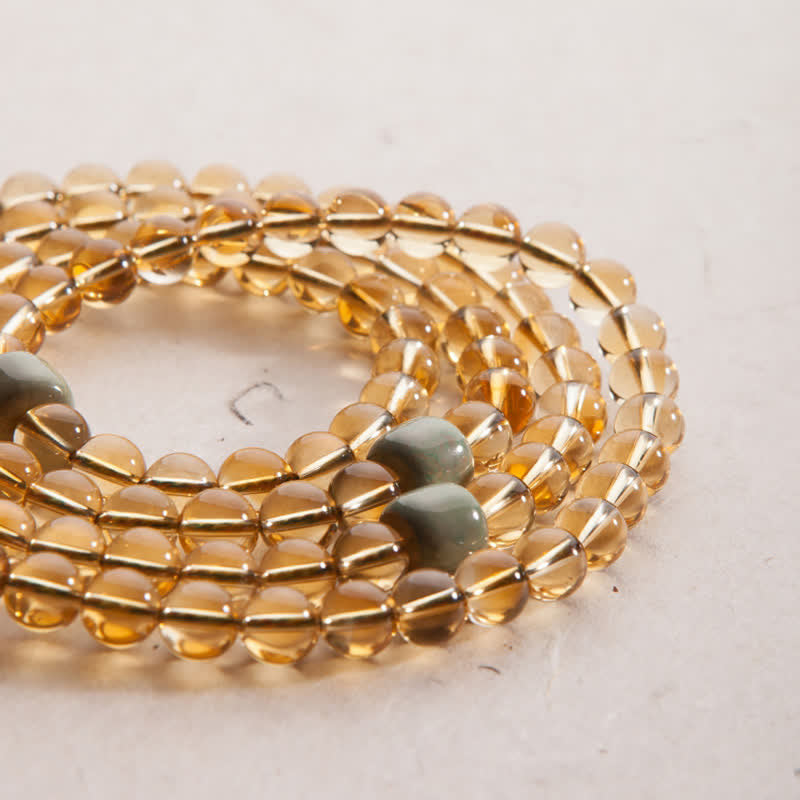 Buddha Stones 108 Mala Beads 925 Sterling Silver Citrino Sandalo Turchese Protezione Bracciale Prosperità