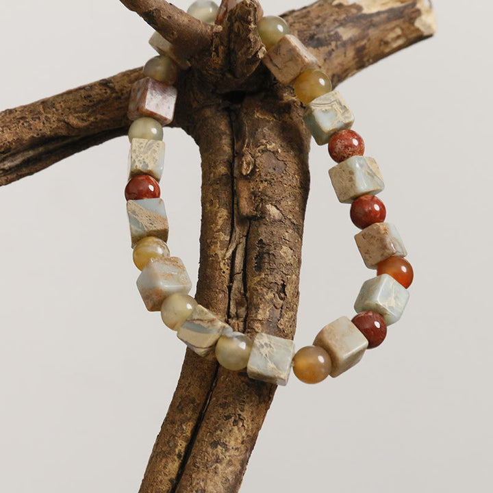 Braccialetto di protezione in pietra naturale Buddha Stones Sea Sediment Jasper Agate