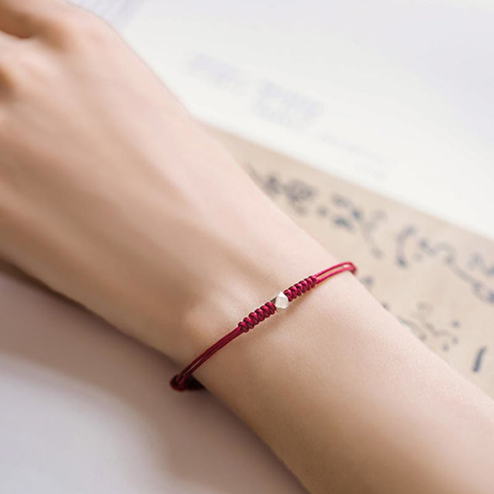 Braccialetto intrecciato sottile in argento sterling 925 Buddha Stones perline portafortuna, filo rosso. - image 10