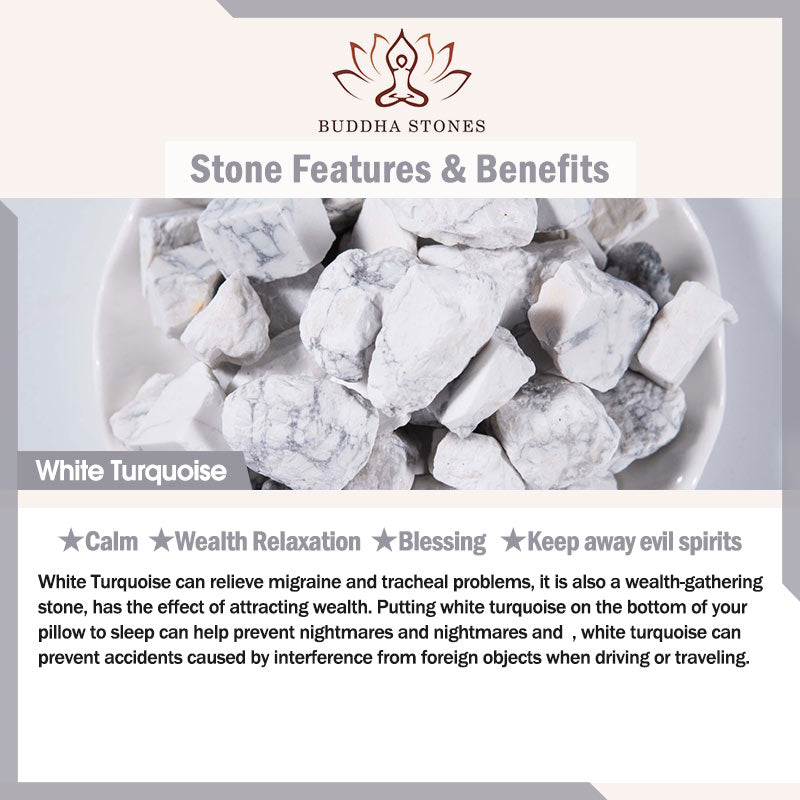 Braccialetto di guarigione Mala di loto turchese bianco Buddha Stones