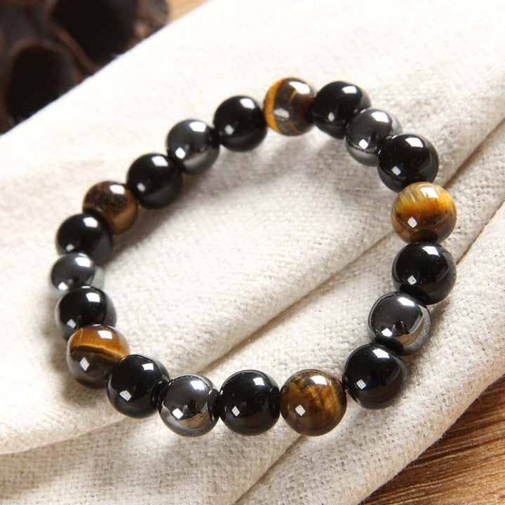 Set di bracciali e collane con occhio di tigre tibetano Buddha Stones