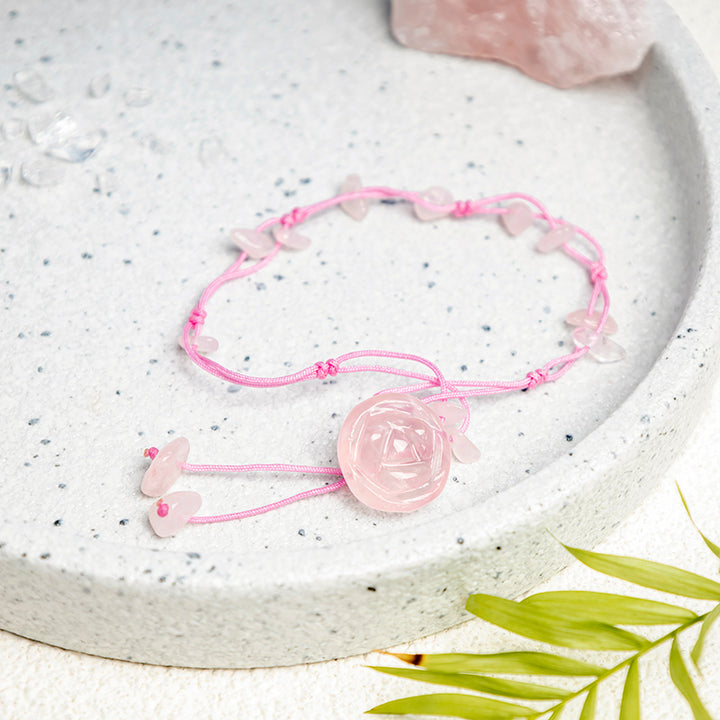 Buddha Stones Ametista Cristallo rosa Avventurina verde Rosa Pace interiore Cavigliera curativa