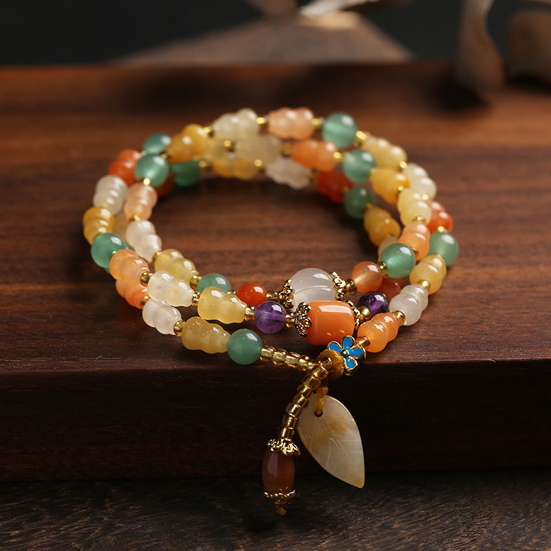Bracciale Buddha Stones Golden Silk Jade Zucca Ricchezza