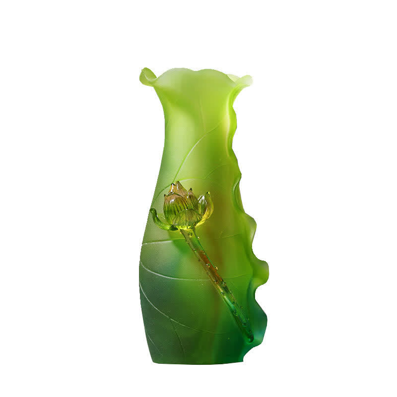 Feng Shui Lotus fatto a mano Liuli Crystal Art Piece Home Office Offerta Decorazione - image 13