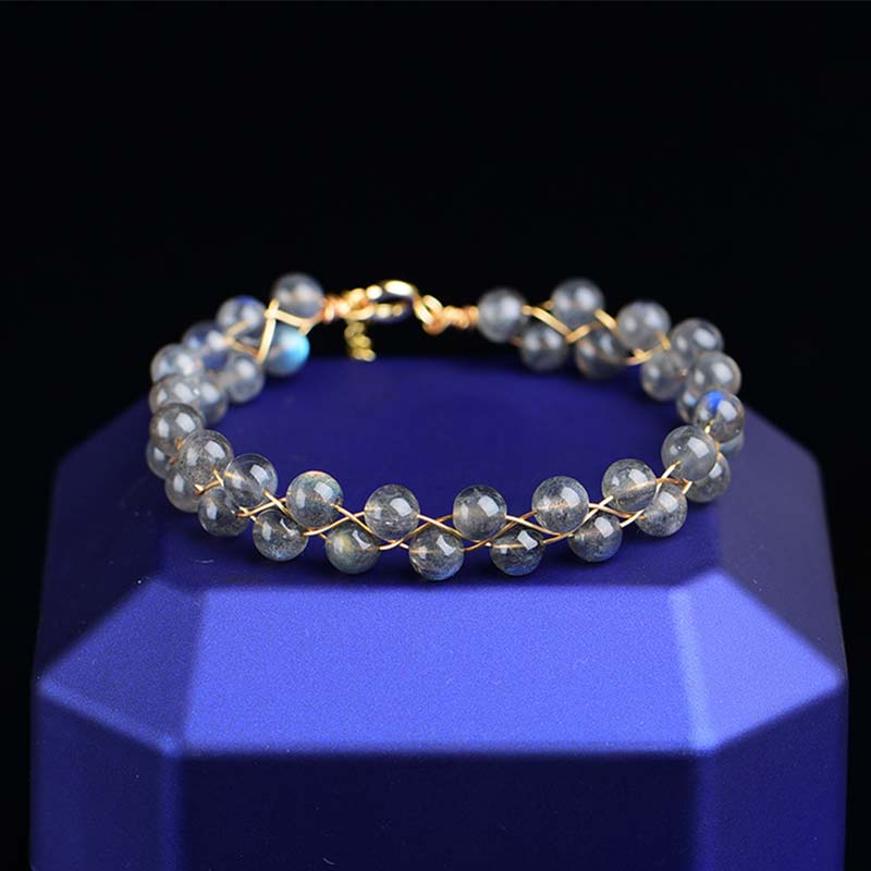 Braccialetto di benedizione dell'amore con pietra di luna naturale Buddha Stones