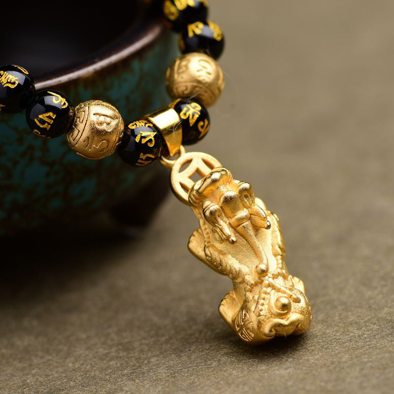Collana di ricchezza PiXiu in ossidiana FengShui