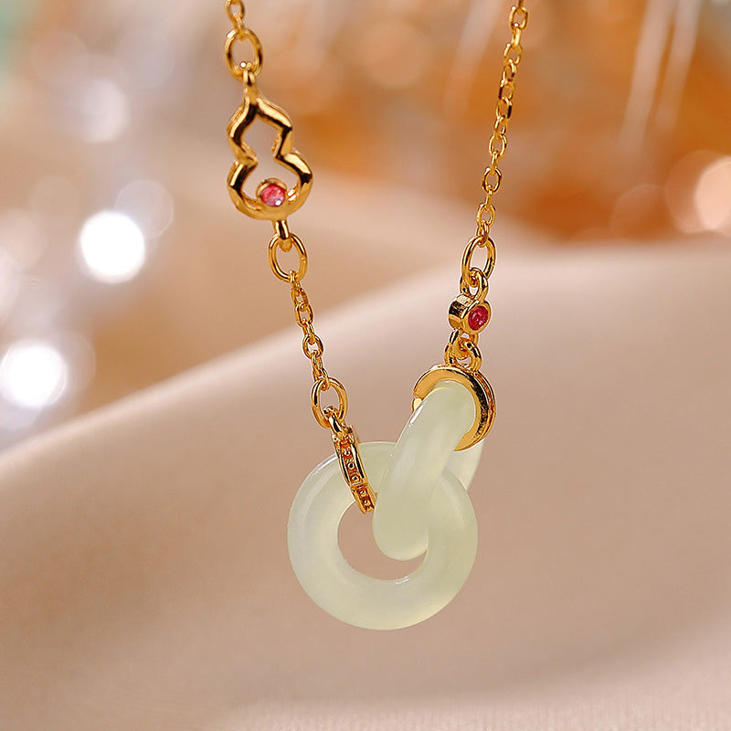 Collana con ciondolo a forma di catena con ciondolo rotondo in argento sterling 925 con Buddha Stones e giada fortunata e prospera