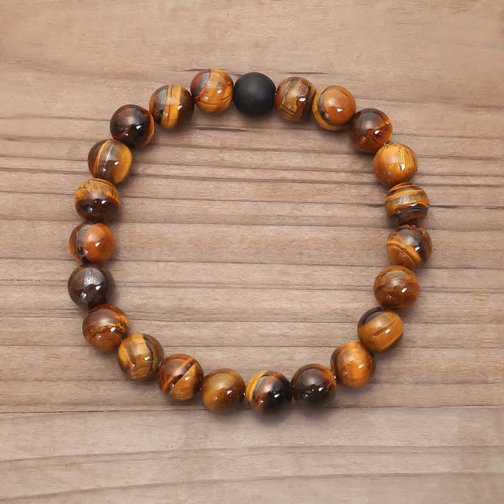 Braccialetto di protezione con nappa in occhio di tigre Buddha Stones, 108 perline Mala