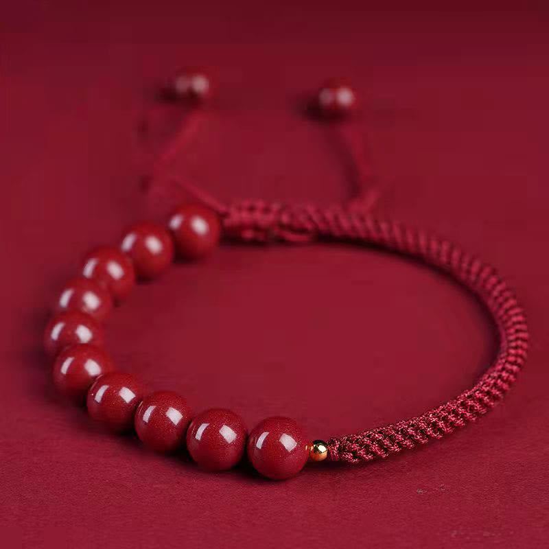 Braccialetto di corda di benedizione con nodo King Kong in cinabro naturale Buddha Stones