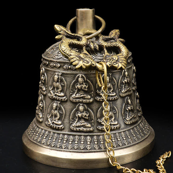 Campanello a vento con drago e Buddha inciso tibetano, decorazione da appendere alla parete in rame - image 2
