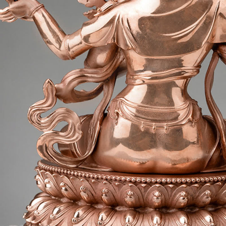 Statua in rame della serenità della statuetta del Bodhisattva Manjusri a quattro braccia