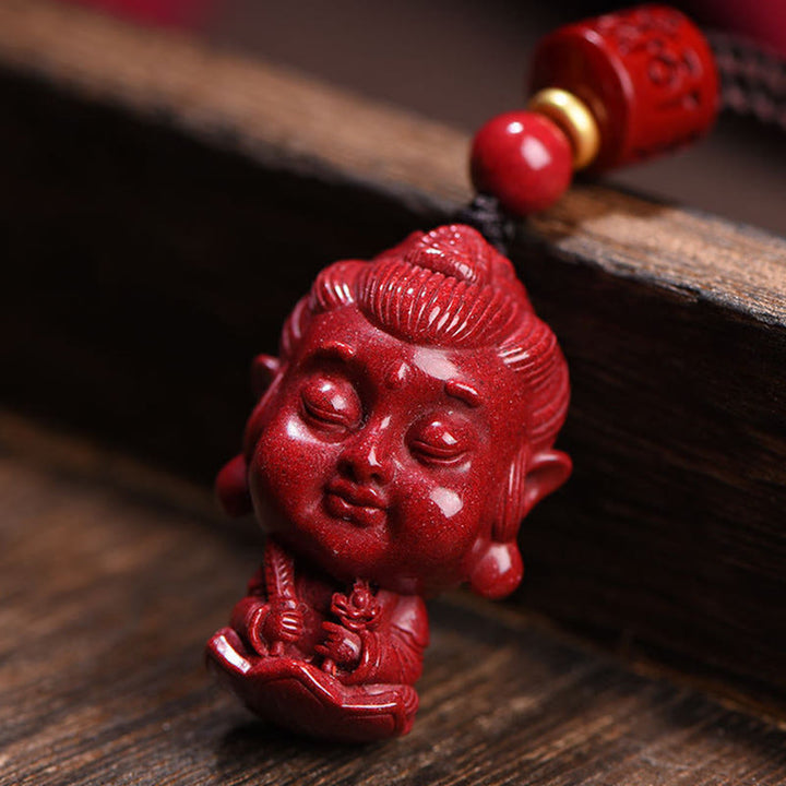 Buddha Stones Zodiaco cinese Buddha natale Cinabro naturale Amuleto Tieni lontani gli spiriti maligni Collana pendente