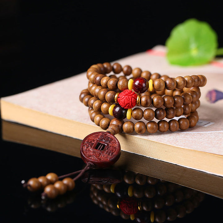 Buddha Stones 108 Mala Beads Legno di Pesca Bodhi Seed Lotus Preghiera Meditazione Bracciale