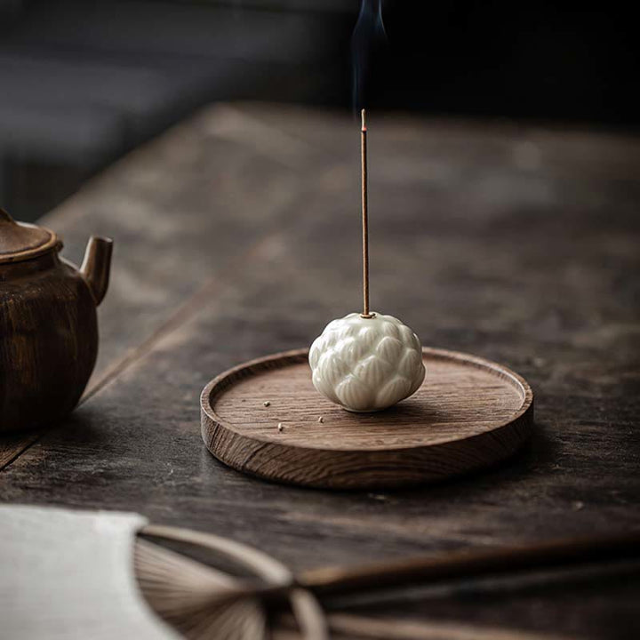 Buddha Stones Mini Fiore di Loto Meditazione Bastoncino di Ceramica Piccolo Bruciatore di Incenso Decorazione
