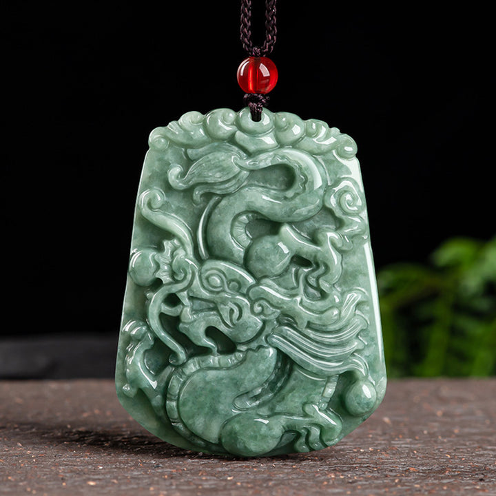 Collana con ciondolo a corda con forza di Buddha Stones Zodiaco cinese Drago Giada - Giada - image 1
