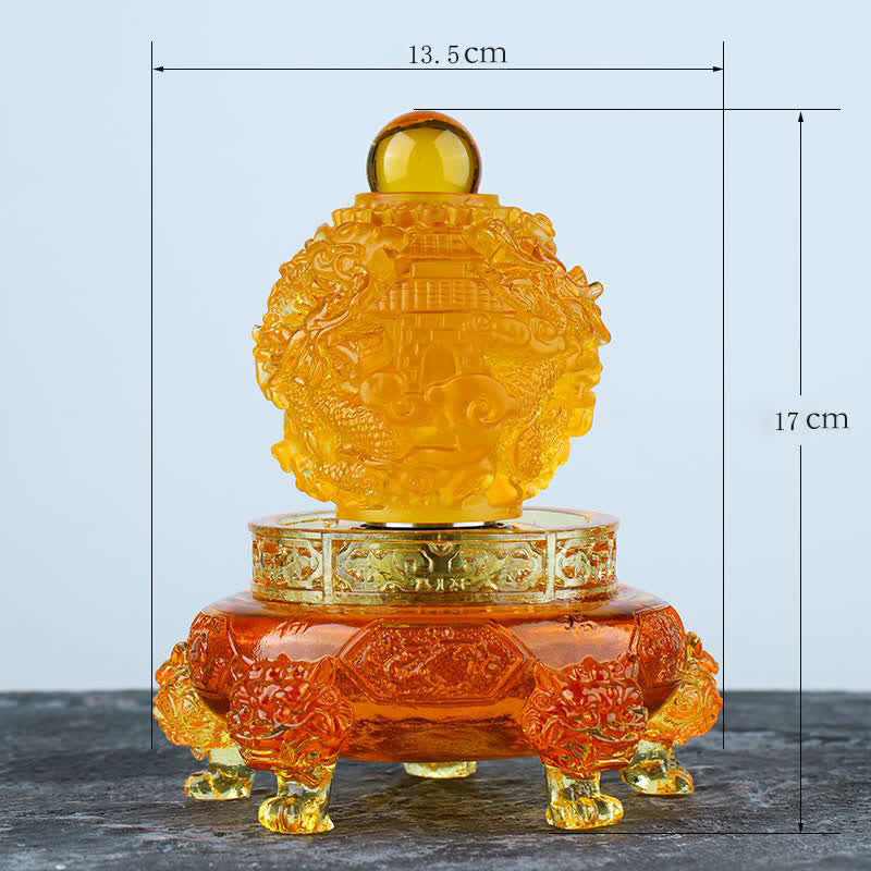 Buddha Stones Feng Shui Drago di buon auspicio Cristallo Liuli fatto a mano Pezzo d'arte girevole Fortuna Decorazione per ufficio in casa - image 10