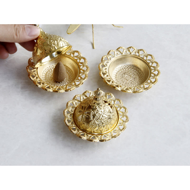Mini bruciatore di incenso per meditazione Tibetan Gold