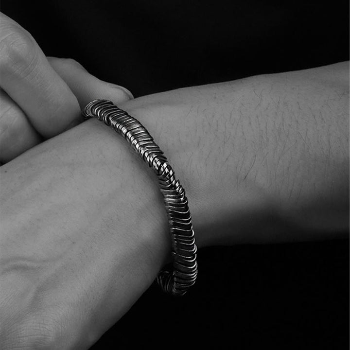 Bracciale a catena con design intrecciato vintage in argento sterling 925 Buddha Stones, per la guarigione della ricchezza
