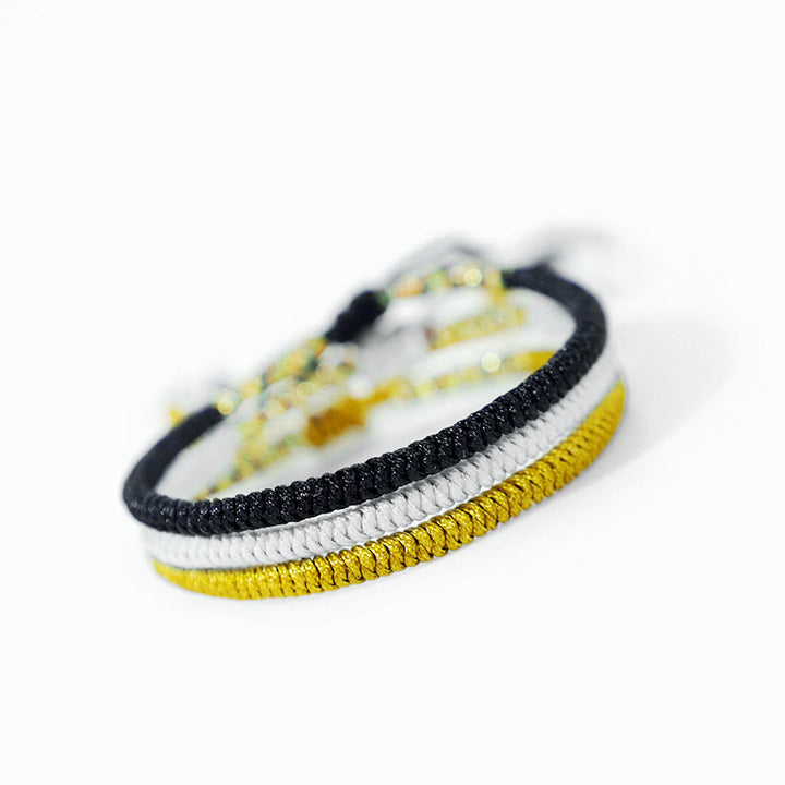 Braccialetto amuleto nodo King Kong multicolore fatto a mano tibetano da 3 pezzi Buddha Stones