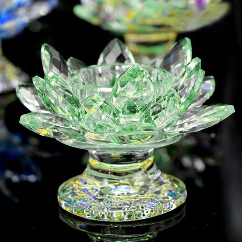 Portacandele in cristallo a forma di fiore di loto, decorazione per la casa e l'ufficio