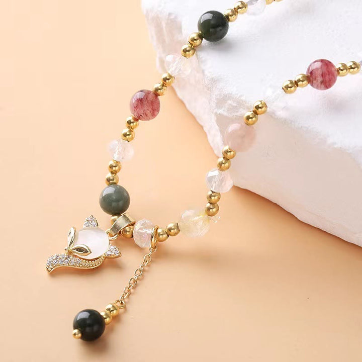 Braccialetto a doppio giro con protezione in quarzo rutilato multicolore Buddha Stones Fox
