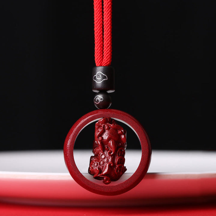Buddha Stones Cinabro Om Mani Padme Hum PiXiu Benedizione Fortunato Perlina Collana Pendente - PiXiu - Corda rossa - image 25
