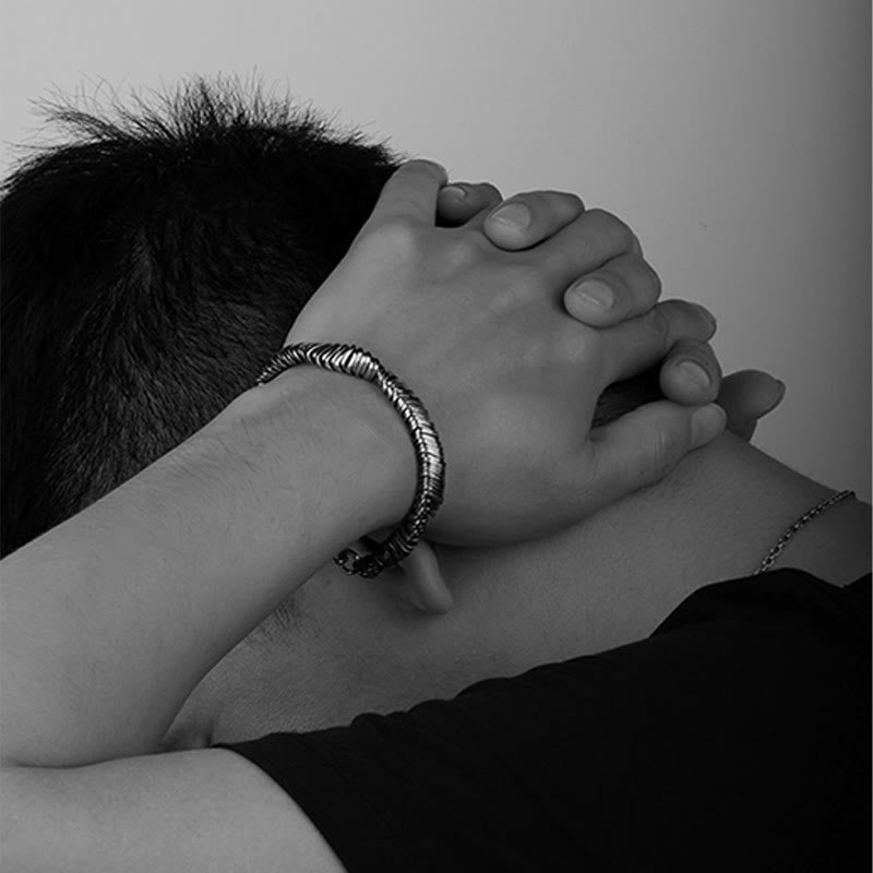 Bracciale a catena con design intrecciato vintage in argento sterling 925 Buddha Stones, per la guarigione della ricchezza