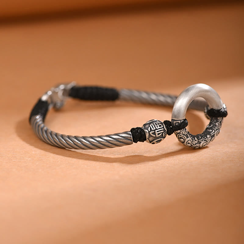 Braccialetto Buddha Stones 999 Sterling Silver Fu Character Peace Buckle Copper Coin Nuvole di Buon Auspicio Fortuna