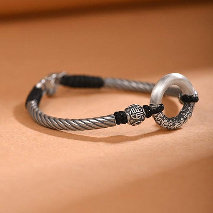 Braccialetto Buddha Stones 999 Sterling Silver Fu Character Peace Buckle Copper Coin Nuvole di Buon Auspicio Fortuna