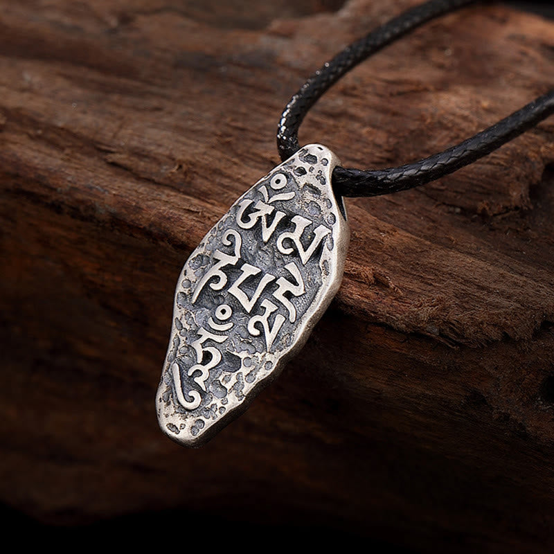 Buddha Stones Tibetano 925 Sterling Silver Om Mani Padme Hum Dorje Vajra Inciso Forza Collana Pendente - Om Mani Padme Hum(Amore♥Concentrazione) - image 1