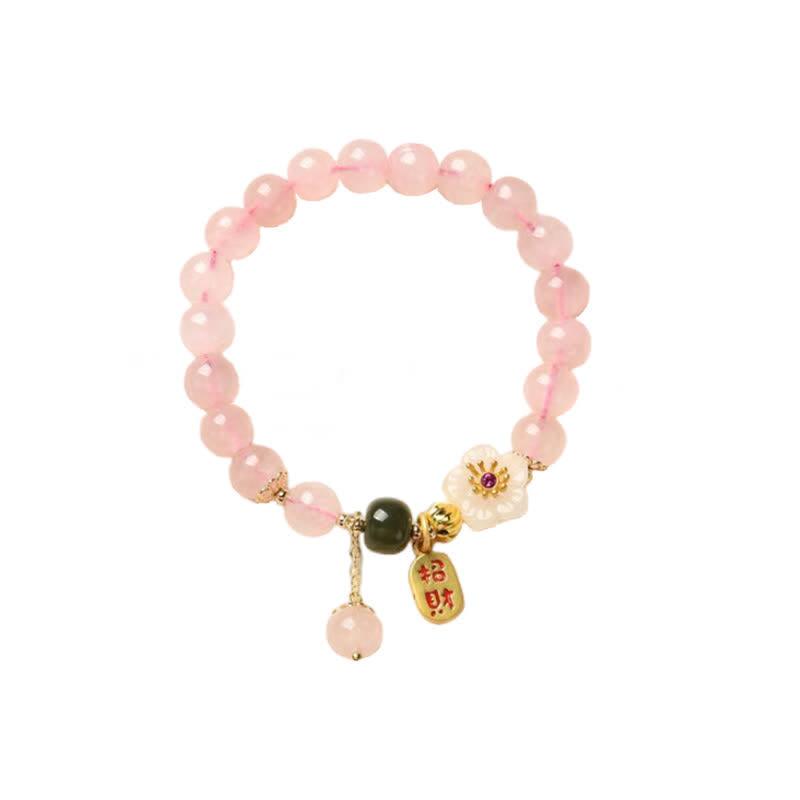 Braccialetto Buddha Stones Natural Pink Crystal Jade Flower Warm Love