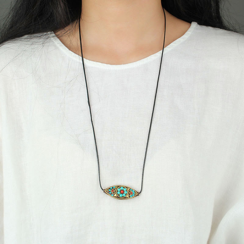 Buddha Stones con perline di turchese del Tibet, motivo marquise, protezione e forza