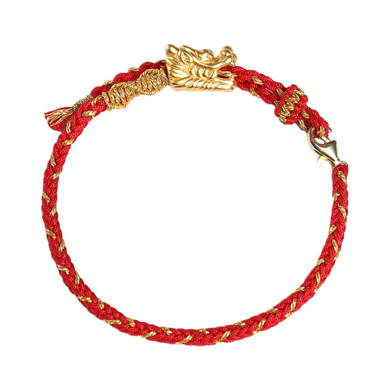 Bracciale intrecciato a mano in corda rossa con nodo a otto fili in argento sterling 999 Buddha Stones