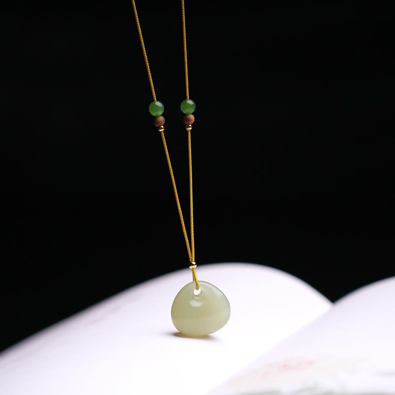 Collana con ciondolo in corda della prosperità con motivo a piccola borsa in giada naturale di Hetian