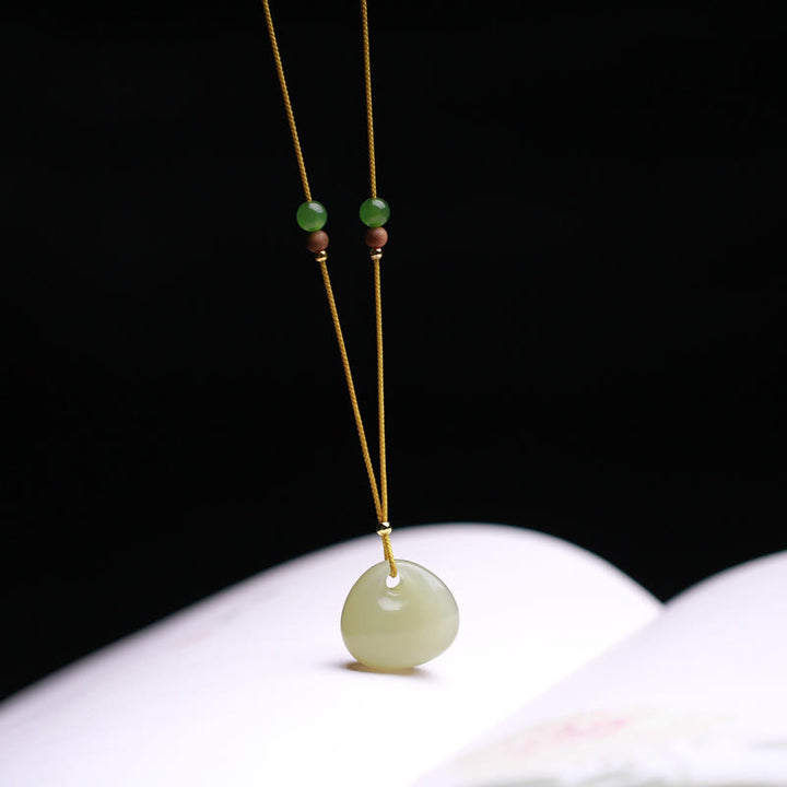 Collana con ciondolo in corda della prosperità con motivo a piccola borsa in giada naturale di Hetian