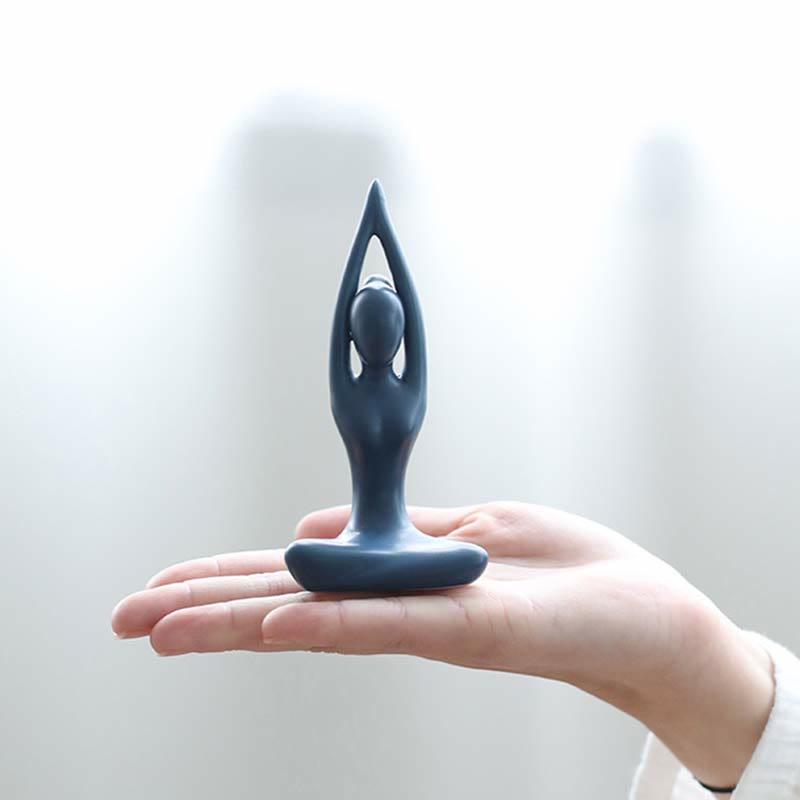 Astratto Yoga Meditazione Esercizio Ceramica Spirituale Figurina Scultura Decorazione - image 5